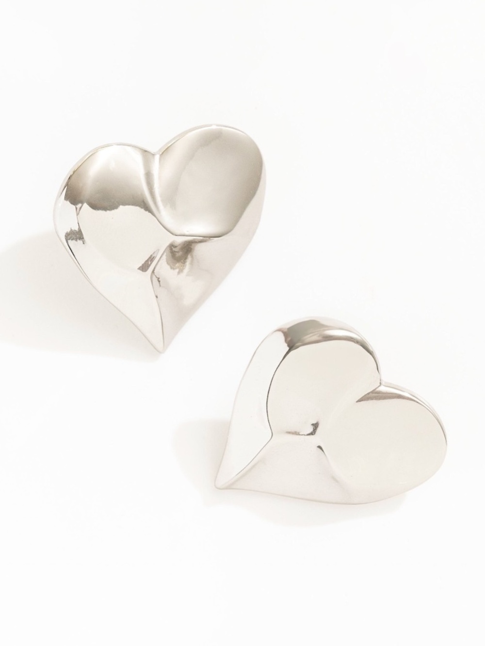 For Love and Lemons NWT Cross Your Heart Stud Earrings Silver